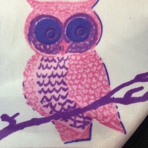 Vintage Charming Owl Print Scarf in Pink and Purple. READ description